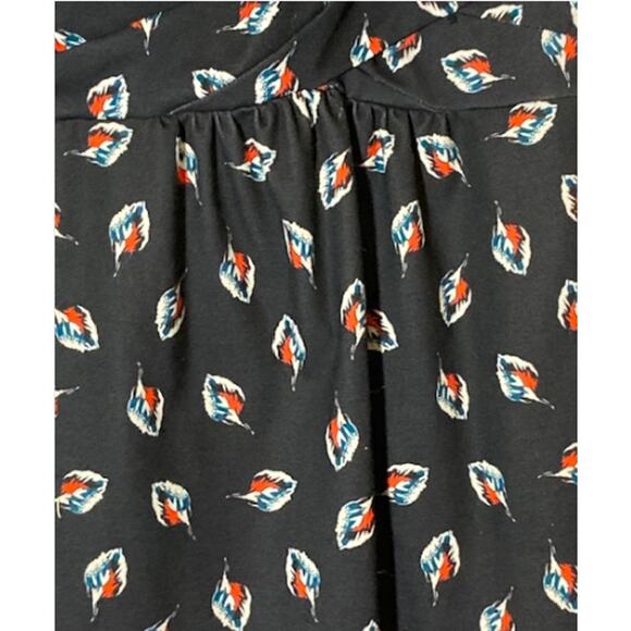 Black FEATHER Pattern Dress - Maison Jules - Sleeveless Surplice Dress - M - Picture 7 of 8